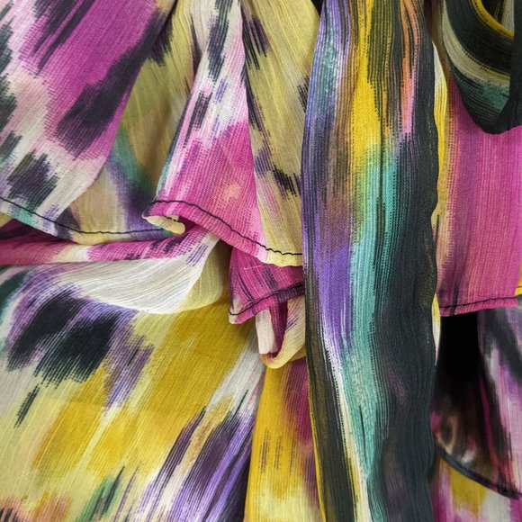 S Bright Multi-Colour One Shoulder Ruffle Dress - Picture 4 of 5